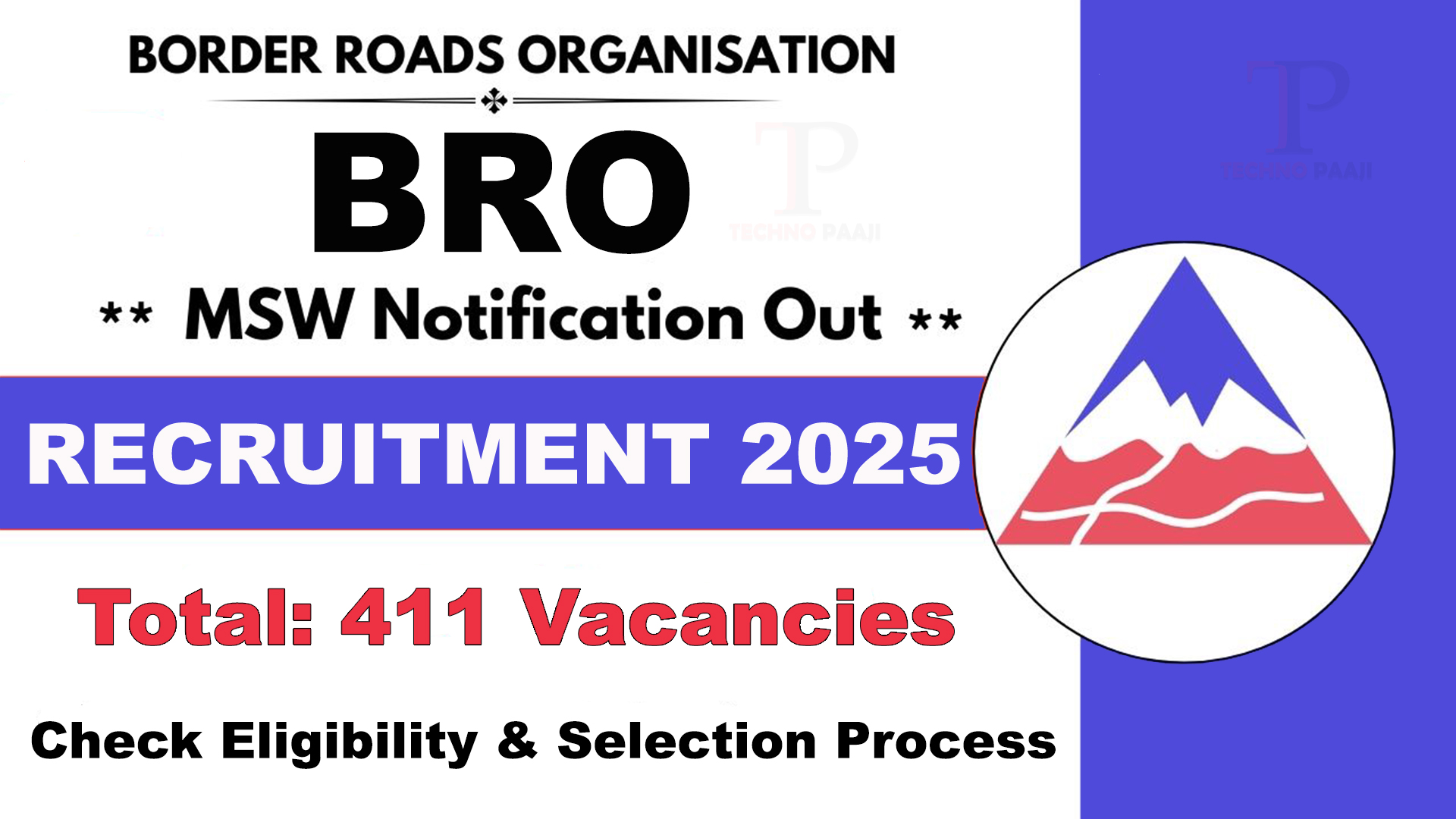 BRO MSW Recruitment 2025